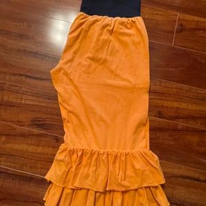 Orange women’s 2 layer ruffle pants